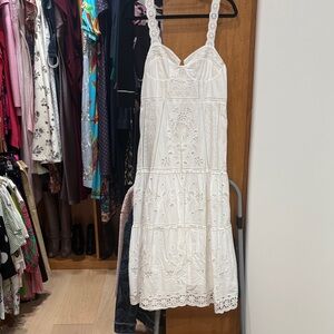 FARM Rio White Lace Midi Dress